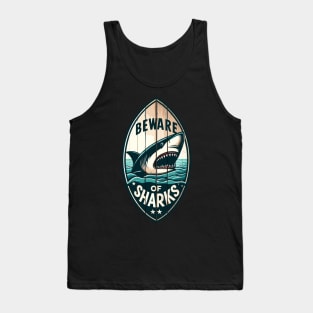 Beware of Sharks retro vintage Tank Top